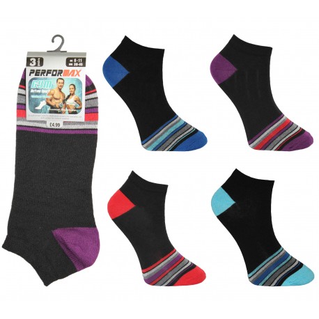 Mens 6-11 Performax Front Striped Trainer Socks