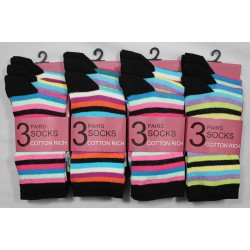 Ladies 4-7 Striped Ankle Socks