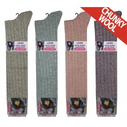 Ladies 4-7 Long Chunky Wool Blend Assorted Socks