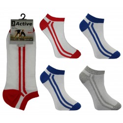 Mens 6-11 Active Double Stripe Trainer Socks