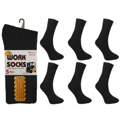 Mens 6-11 Black Work Socks 5 Per Pack