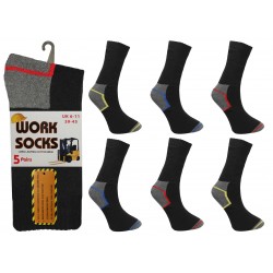 Mens 6-11 Colour Heel & Toe Work Socks 5 Per Pack