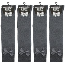 Girls 4-6 Grey Knee High Socks With Bow