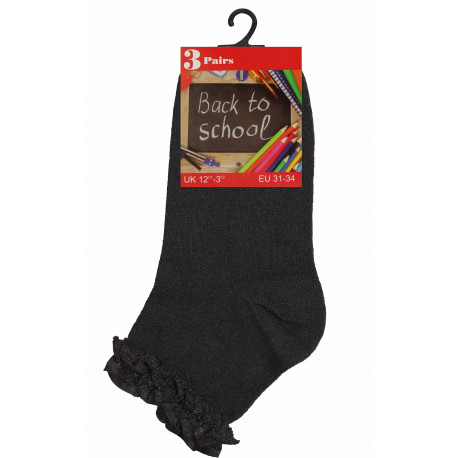 Girls 12-3 Black Lace Frill Socks