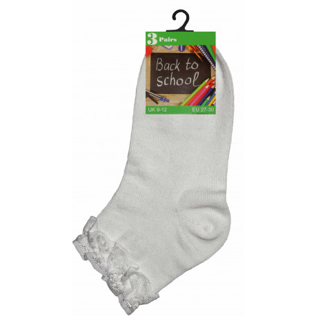 Girls 9-12 White Lace Frill Socks