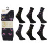 Ladies 4-7 Black Flowers Ankle Socks