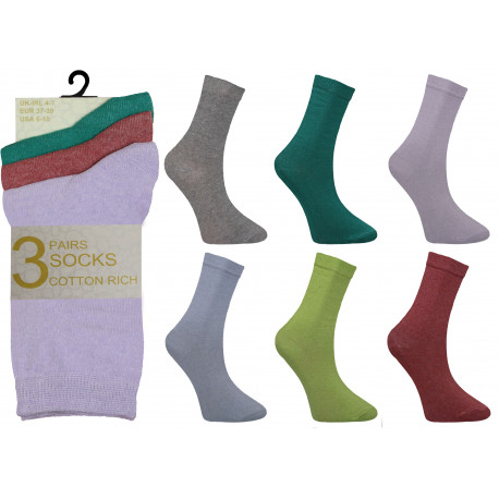 Ladies 4-7 Plain Colours Ankle Socks