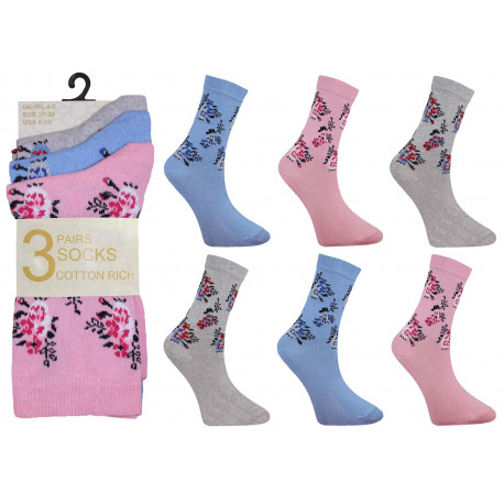 Ladies 4-7 Summer Flower Ankle Socks