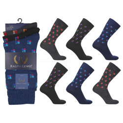 Mens 6-11 Ralph Lewis ISM Squares Everyday Socks