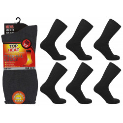 Mens 6-11 Top Heat Insulated Brushed Black Thermal 2.3 TOG Rated Socks