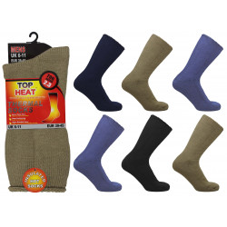 Mens 6-11 Top Heat Insulated Brushed Assorted Thermal 2.3 TOG Rated Socks