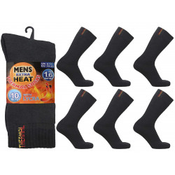 Mens 6-11 Black Thermal 1.6 TOG Rated Socks With Lycra