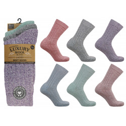 Ladies 4-7 Short Padded Wool Blend Assorted Socks