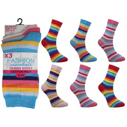 Ladies 4-7 Rainbow Striped Ankle Socks