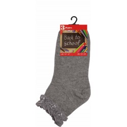 Girls 12-3 Grey Lace Frill Socks